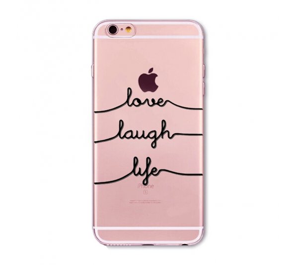 Kryt Love, Laugh, Life iPhone 6/6S - čierny